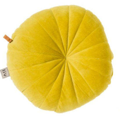 Cuscino giallo rotondo in velluto - Round di Liv Interior
